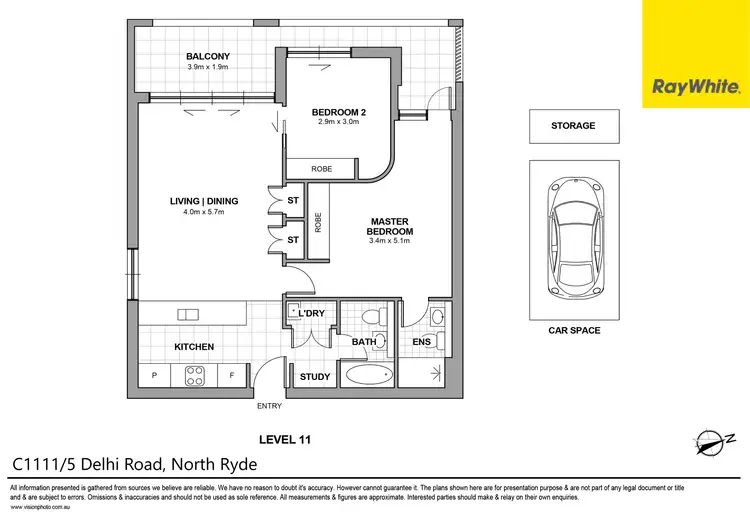 Floorplan of Homely unit listing, C1111/5 Delhi Road, North Ryde NSW 2113