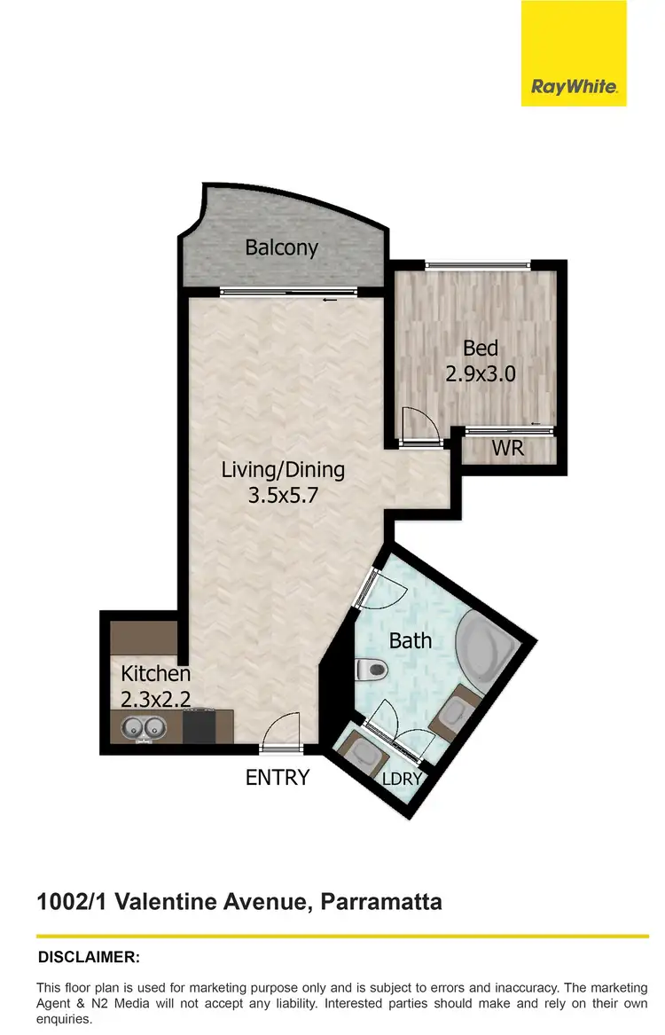 Floorplan of Homely apartment listing, 1002/1-3 Valentine Avenue, Parramatta NSW 2150