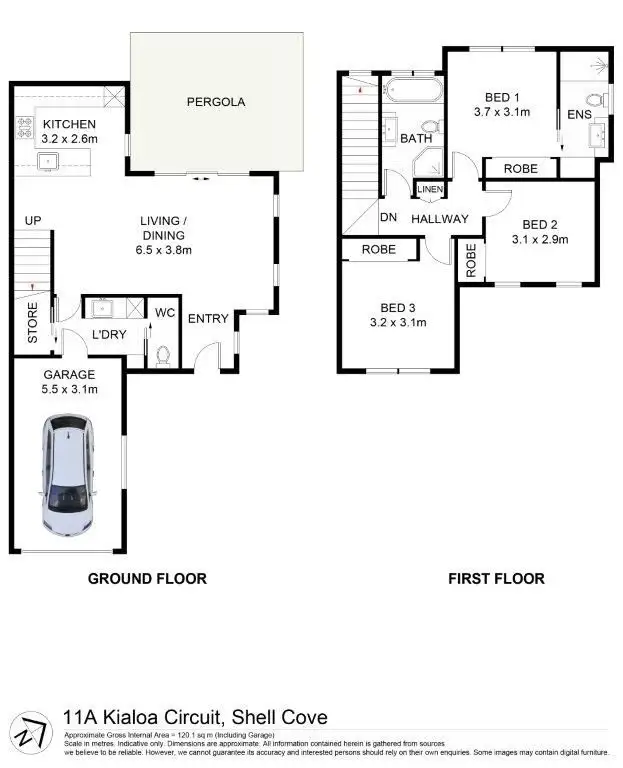 Floorplan of Homely semi-detached listing, 11A Kialoa Circuit, Shell Cove NSW 2529