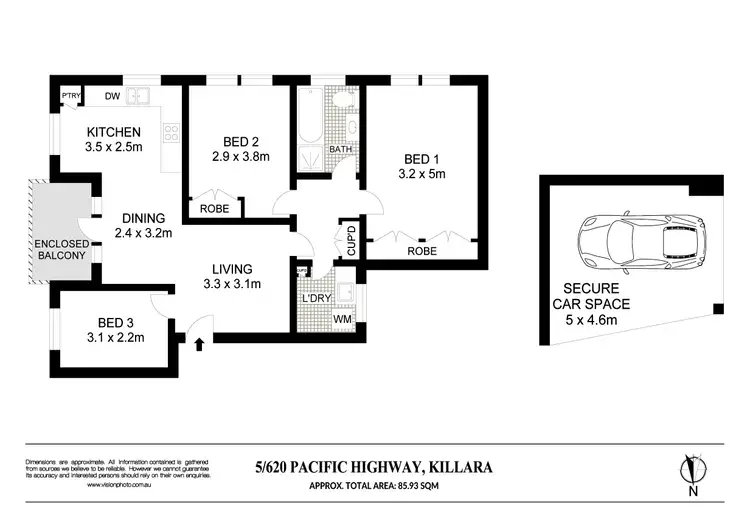 Floorplan of Homely apartment listing, 5/620 Pacific Highway, Killara NSW 2071