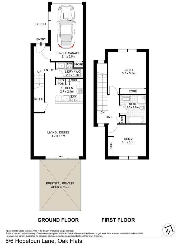 Floorplan of Homely townhouse listing, 6/6 Hopetoun Lane, Oak Flats NSW 2529