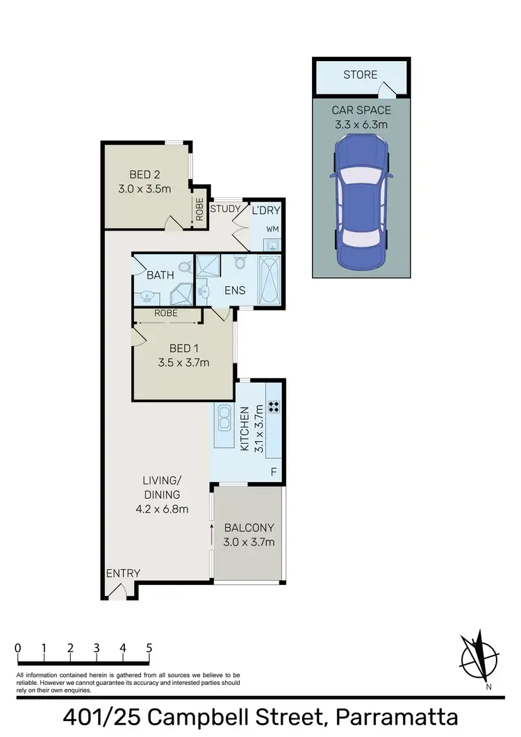 Floorplan of Homely apartment listing, 401/25 Campbell Street, Parramatta NSW 2150