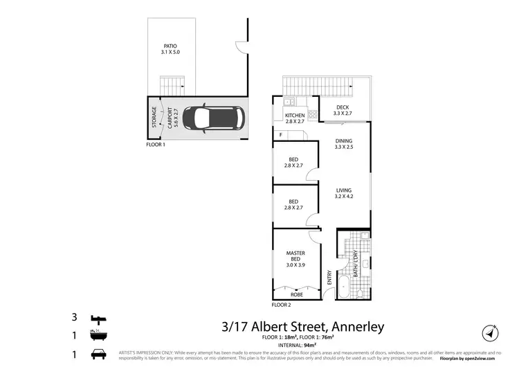 Floorplan of Homely unit listing, 3/17 Albert Street, Annerley QLD 4103