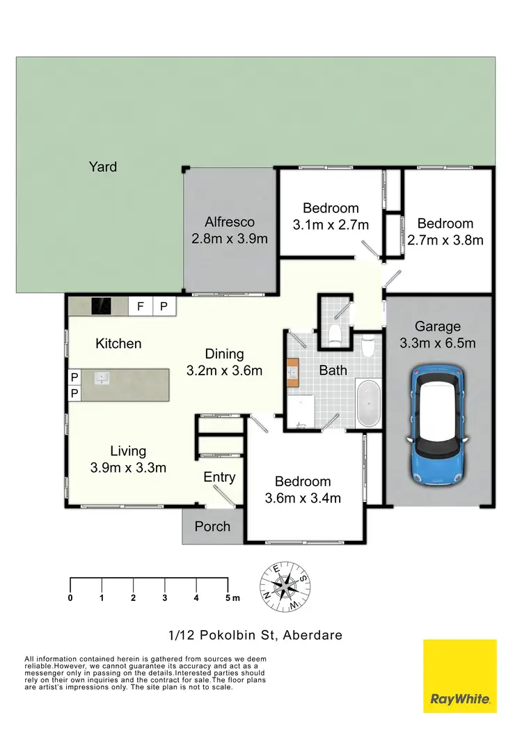 Floorplan of Homely semi-detached listing, 1/12 Pokolbin Street, Aberdare NSW 2325