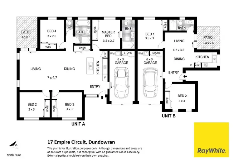 Floorplan of Homely semi-detached listing, 17a & 17b Empire Circuit, Dundowran QLD 4655