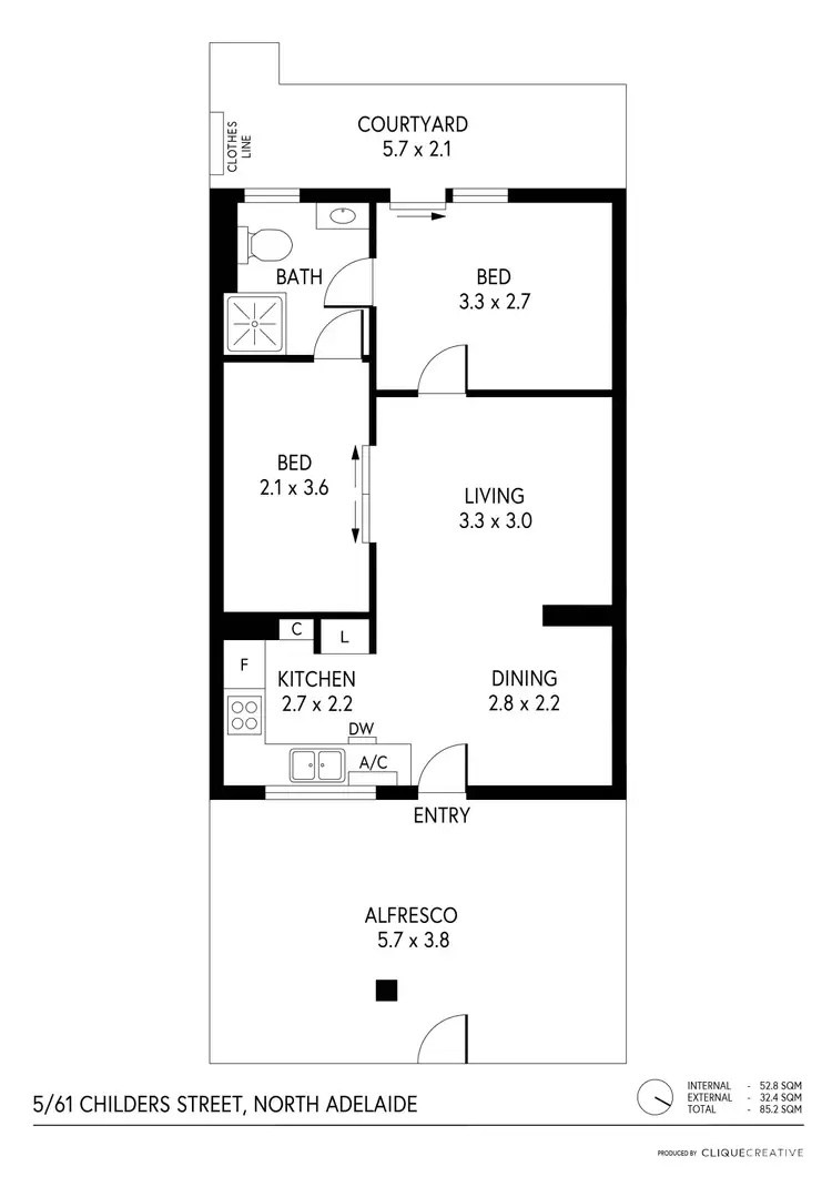 Floorplan of Homely unit listing, 5/61 Childers Street, North Adelaide SA 5006
