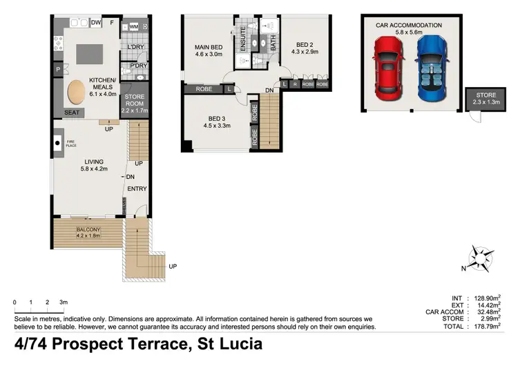 Floorplan of Homely townhouse listing, 4/74 Prospect Terrace, St Lucia QLD 4067