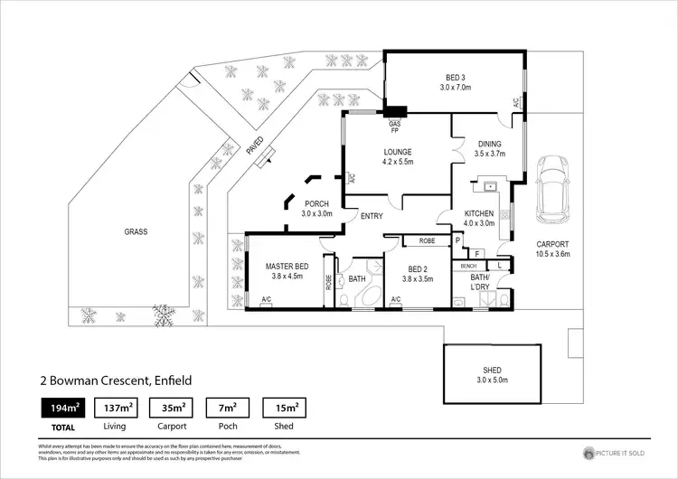 Floorplan of Homely house listing, 2 Bowman Crescent, Enfield SA 5085