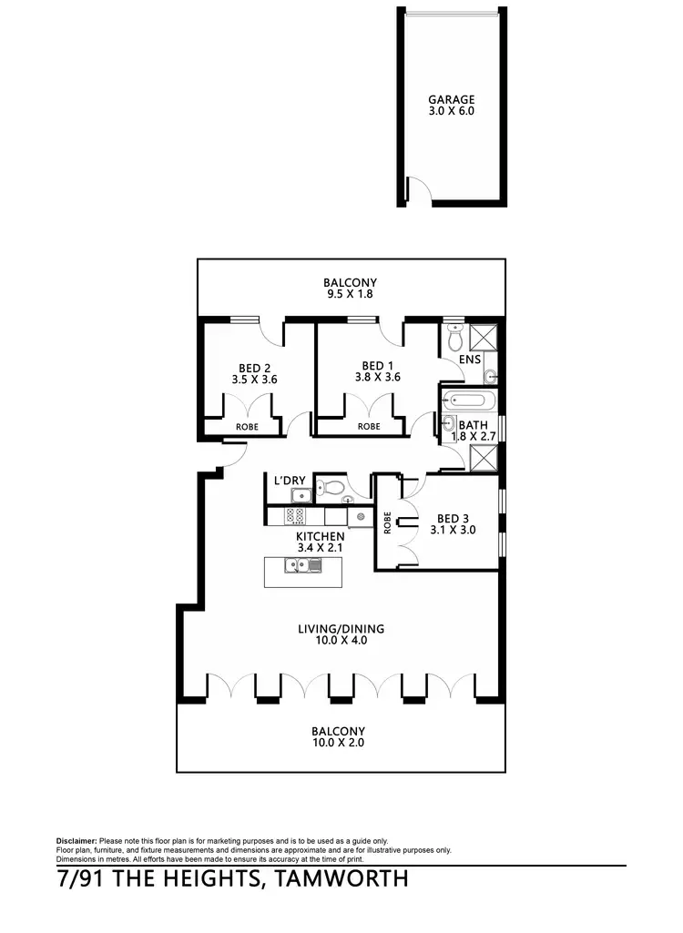 Floorplan of Homely unit listing, 7/91 The Heights, Tamworth NSW 2340