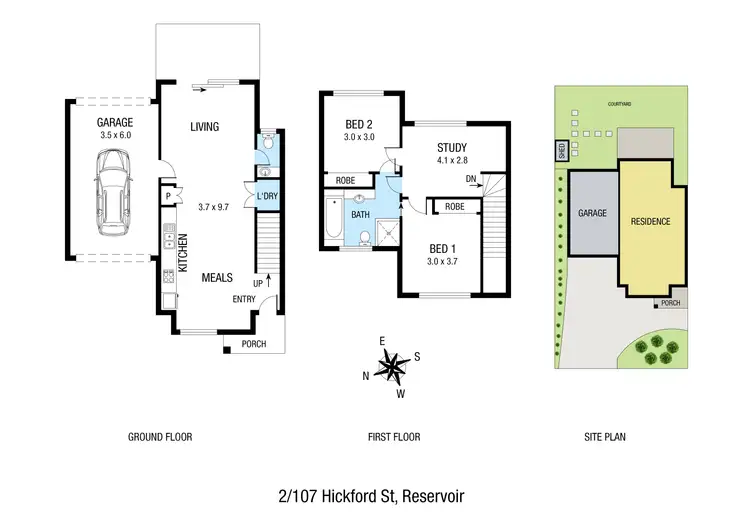 Floorplan of Homely townhouse listing, 2/107 Hickford Street, Reservoir VIC 3073