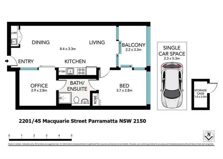 Floorplan of Homely apartment listing, 2201/45 Macquarie Street, Parramatta NSW 2150