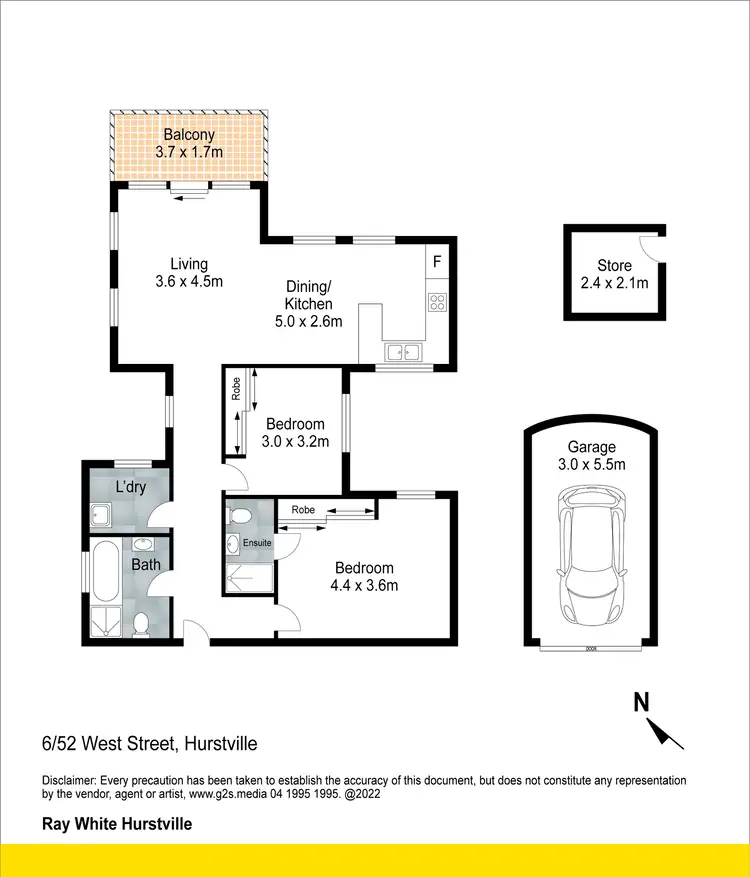 Floorplan of Homely unit listing, 6/52 West Street, Hurstville NSW 2220