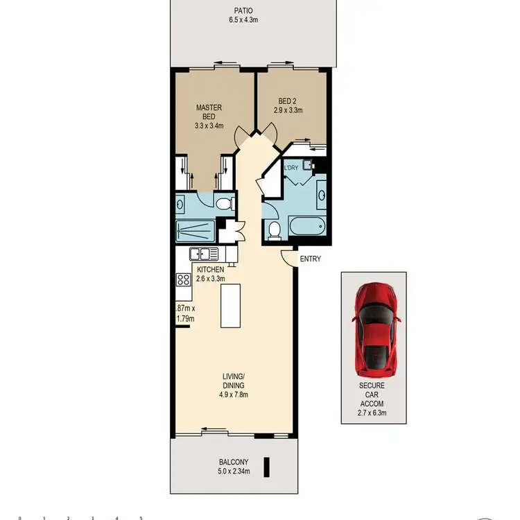 Floorplan of Homely unit listing, 1/43 Oxlade Drive, New Farm QLD 4005