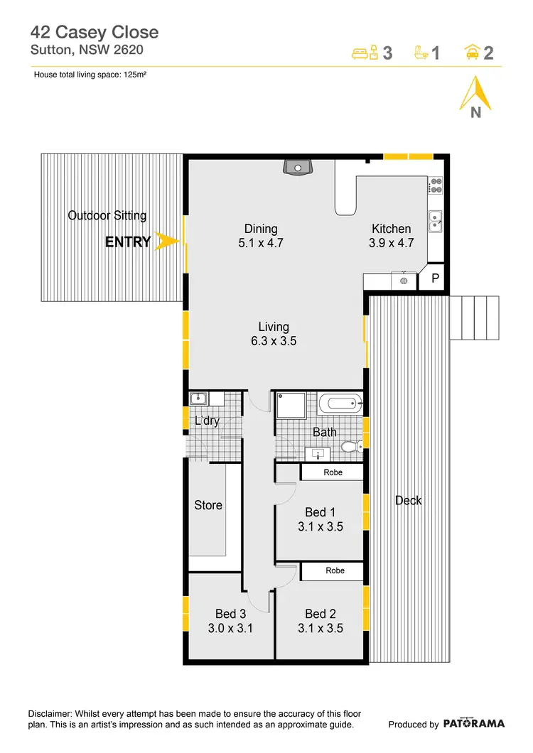 Floorplan of Homely house listing, "The Ranch" 42 Casey Close, Sutton NSW 2620