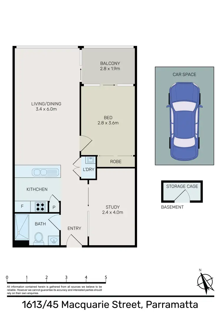 Floorplan of Homely apartment listing, 1613/45 Macquarie Street, Parramatta NSW 2150