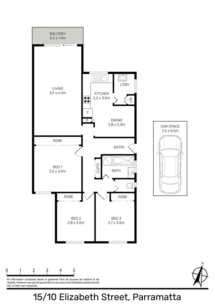 Floorplan of Homely apartment listing, 15/10 Elizabeth Street, Parramatta NSW 2150