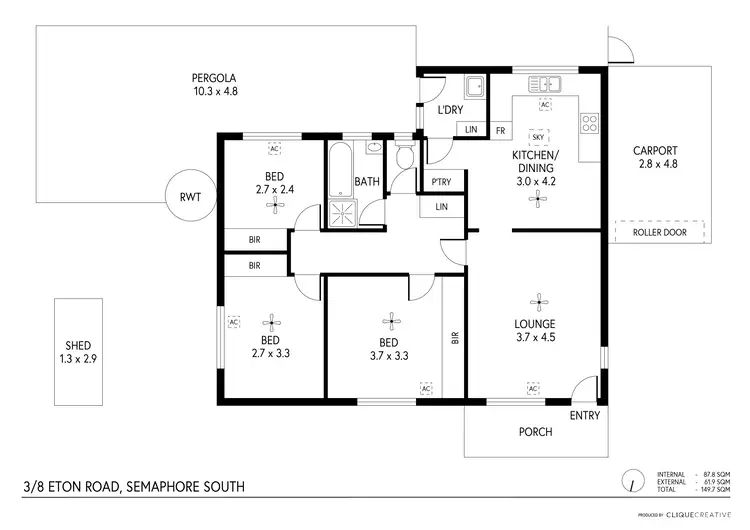 Floorplan of Homely unit listing, 3/8 Eton Road, Semaphore South SA 5019