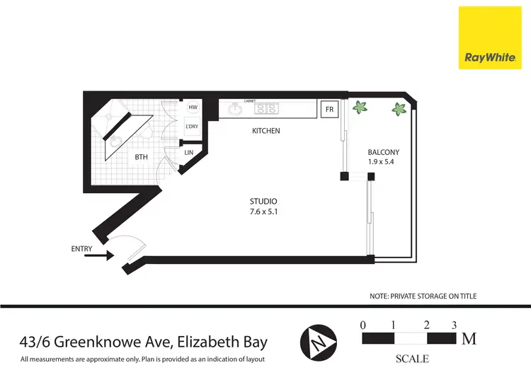 Floorplan of Homely studio listing, 43/6 Greenknowe Avenue, Elizabeth Bay NSW 2011