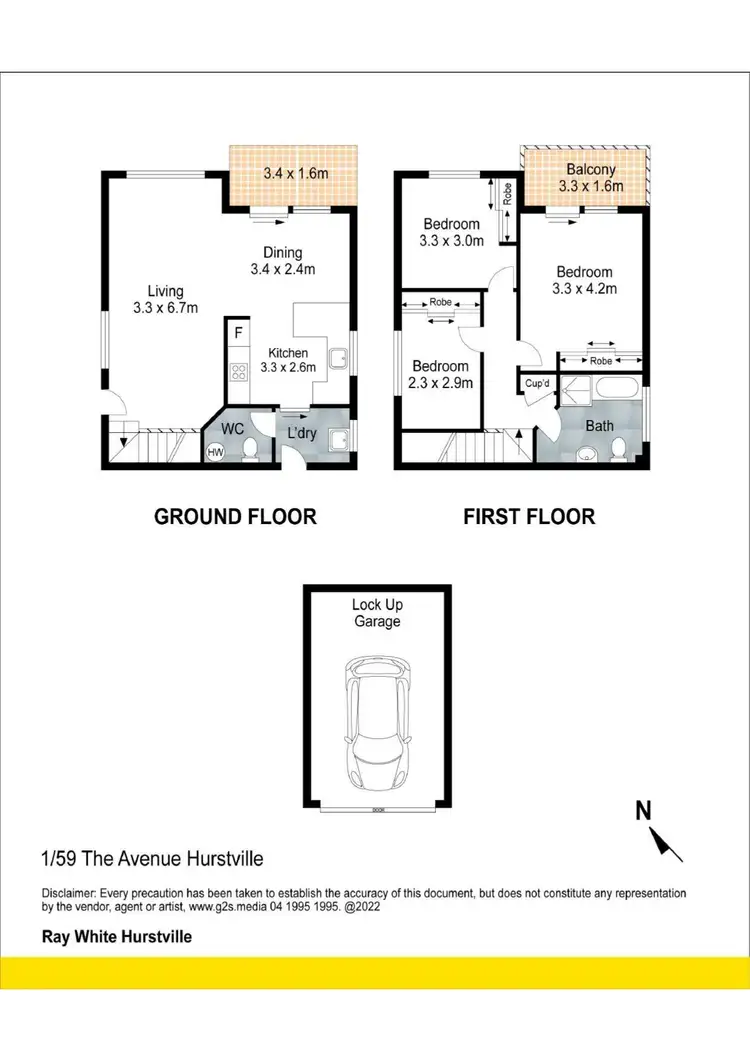 Floorplan of Homely townhouse listing, 1/59 The Avenue, Hurstville NSW 2220