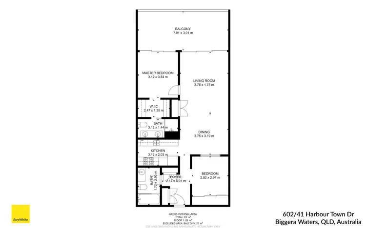 Floorplan of Homely unit listing, 602/41 Harbour Town Drive, Biggera Waters QLD 4216