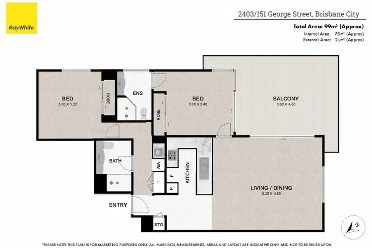 Floorplan of Homely apartment listing, 2403/151 George Street, Brisbane City QLD 4000