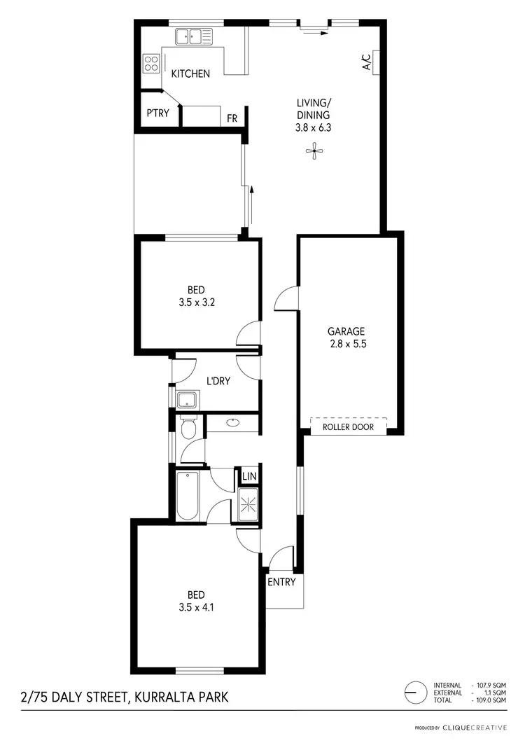 Floorplan of Homely unit listing, 2/75 Daly Street, Kurralta Park SA 5037
