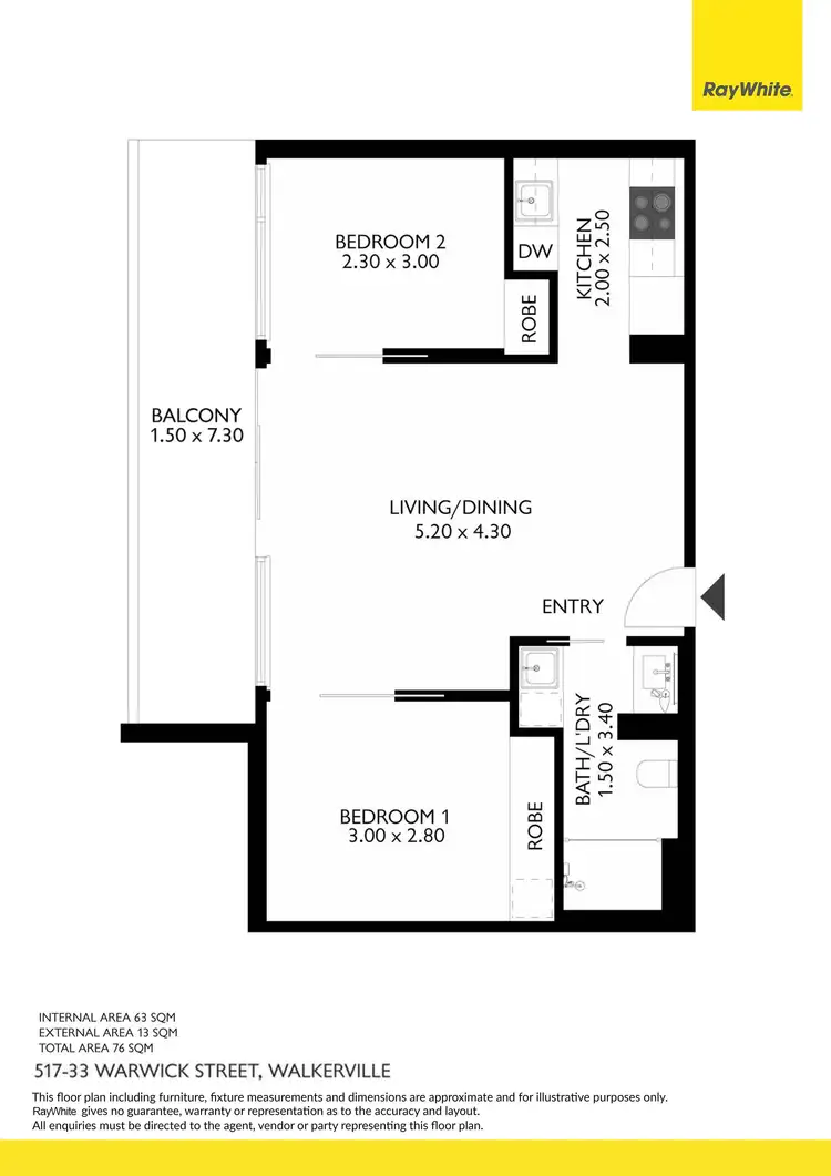 Floorplan of Homely apartment listing, 517/33 Warwick Street, Walkerville SA 5081