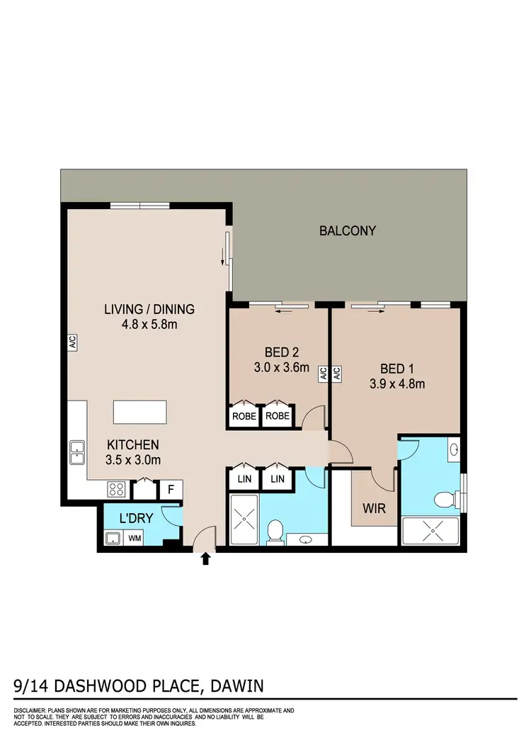 Floorplan of Homely apartment listing, 9/14 Dashwood Place, Darwin City NT 800