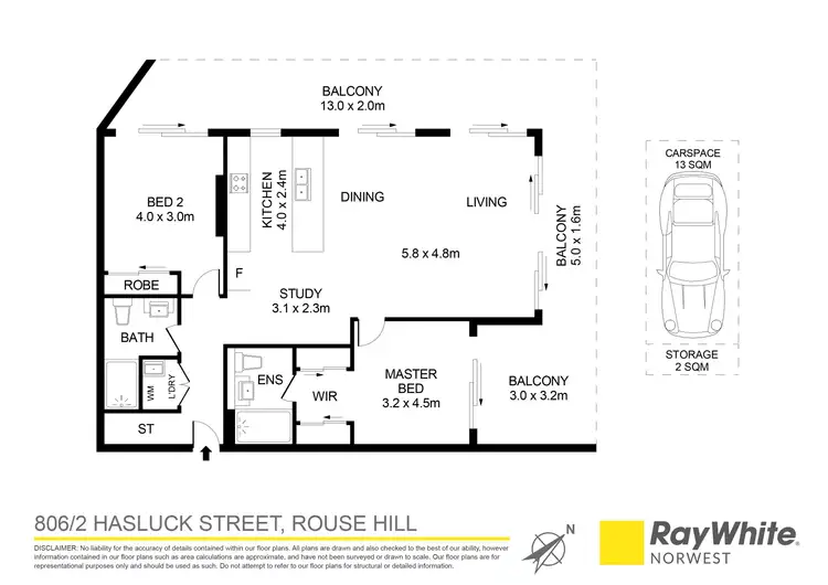 Floorplan of Homely apartment listing, 806/2 Hasluck Street, Rouse Hill NSW 2155