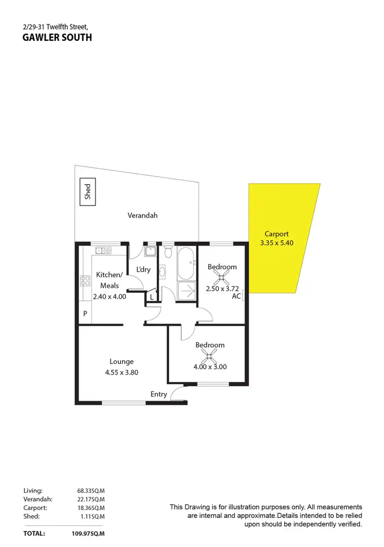 Floorplan of Homely unit listing, Unit 2/29-31 Twelfth Street, Gawler South SA 5118