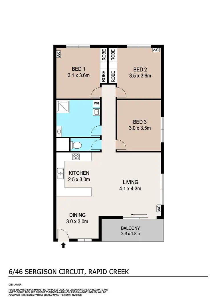 Floorplan of Homely unit listing, 6/46 Sergison Circuit, Rapid Creek NT 810