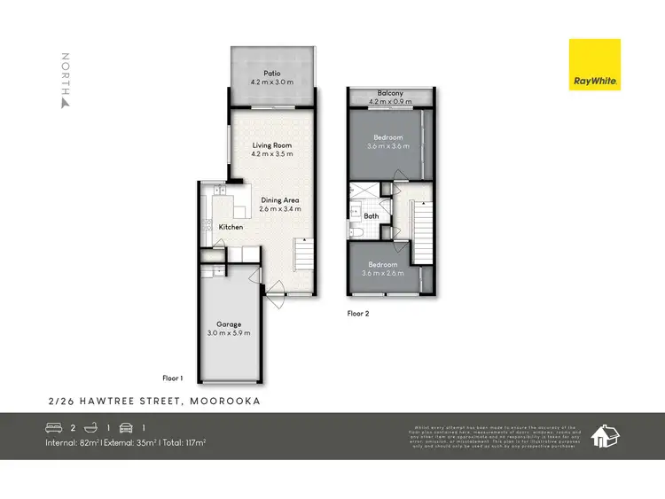 Floorplan of Homely townhouse listing, 2/26 Hawtree Street, Moorooka QLD 4105