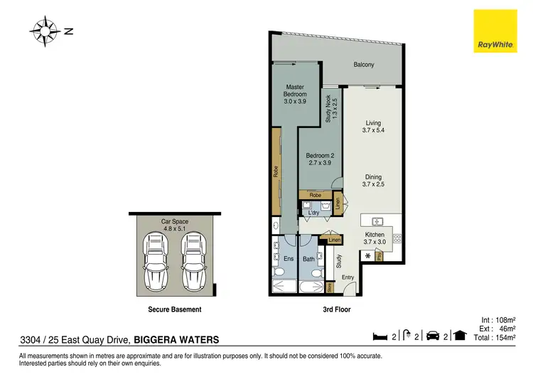 Floorplan of Homely apartment listing, 3304/25 East Quay Drive, Biggera Waters QLD 4216
