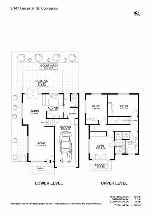 Floorplan of Homely townhouse listing, 3/47 Leicester Street, Coorparoo QLD 4151