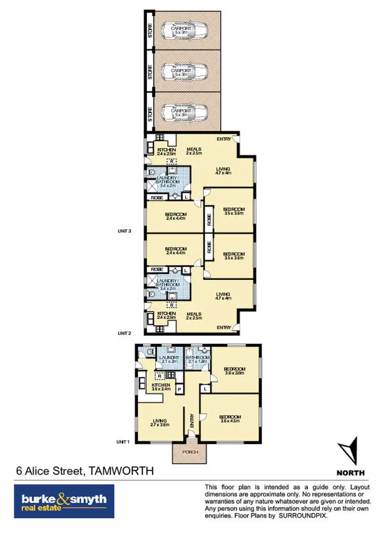 Floorplan of Homely unit listing, 1,2 & 3/6 Alice Street, Tamworth NSW 2340