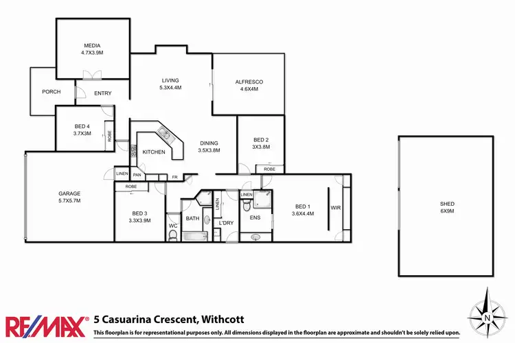 Floorplan of Homely house listing, 5 Casuarina Crescent (Turn Left At Jones Rd & Left Into Quigleys Rd), Withcott QLD 4352