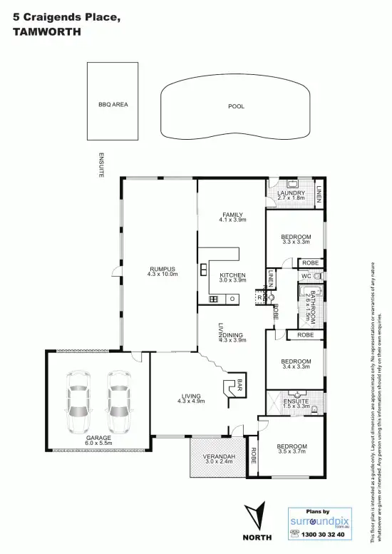 Floorplan of Homely house listing, 5 Craigends Place, Tamworth NSW 2340