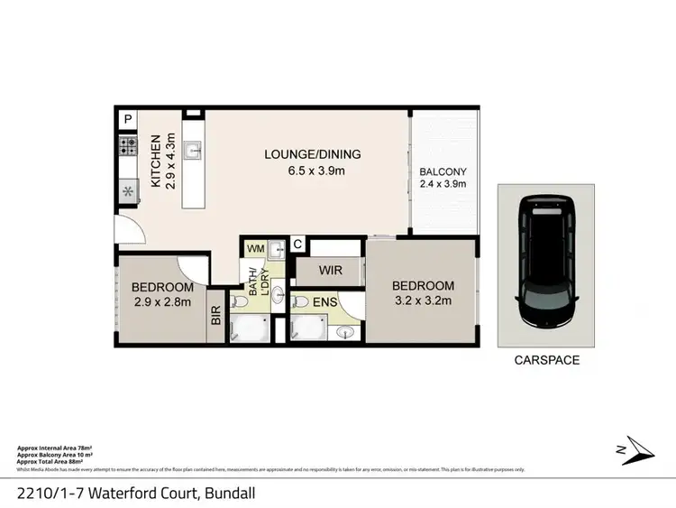 Floorplan of Homely unit listing, 2210/1-7 Waterford Court, Bundall QLD 4217