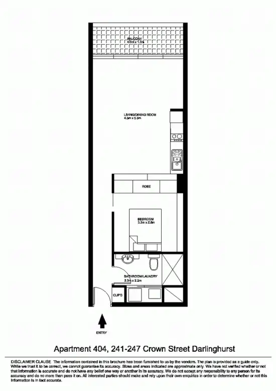 Floorplan of Homely apartment listing, .404/241 Crown St, Darlinghurst NSW 2010