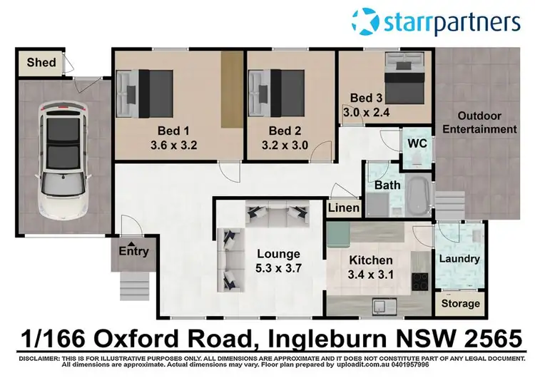Floorplan of Homely villa listing, 1/166 Oxford Road, Ingleburn NSW 2565