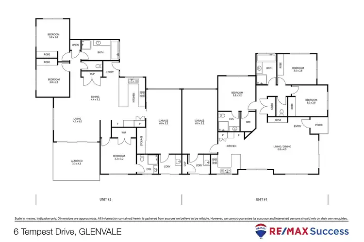 Floorplan of Homely semi-detached listing, 1 & 2/6 Tempest Drive, Glenvale QLD 4350
