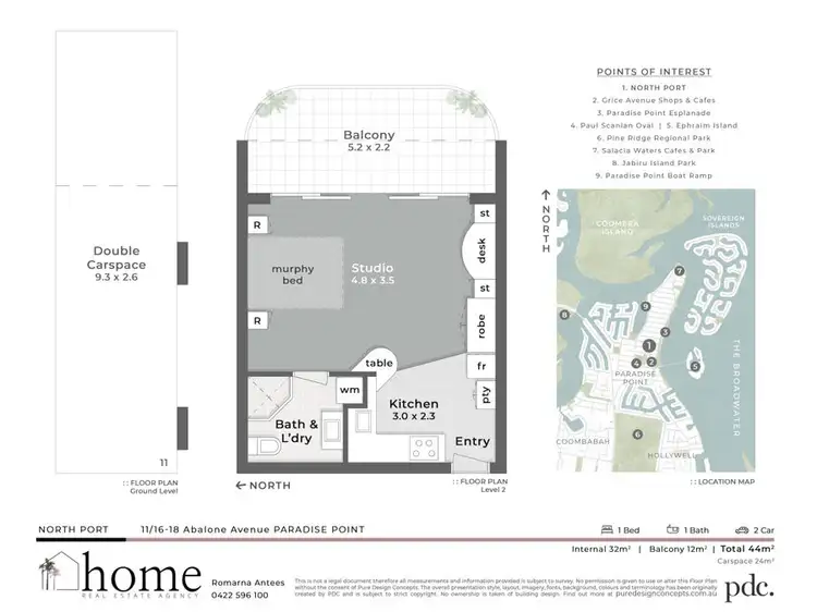 Floorplan of Homely studio listing, 11/ 16-18 Abalone Avenue, Paradise Point QLD 4216