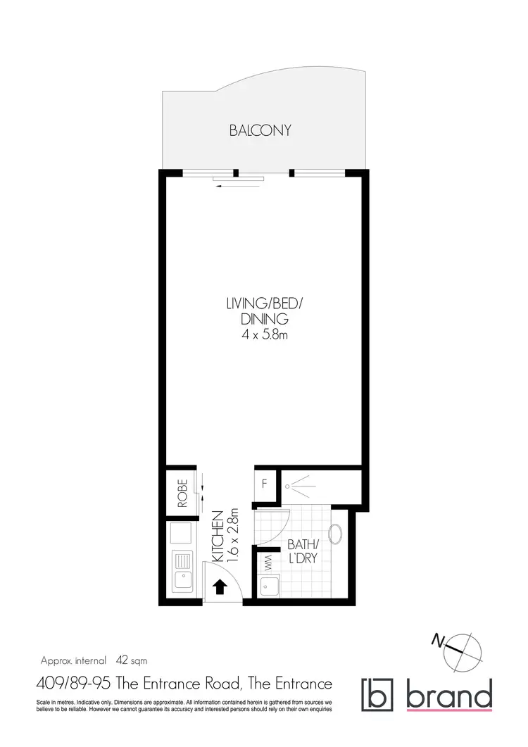 Floorplan of Homely studio listing, Room 409/89-95 The Entrance Road, The Entrance NSW 2261