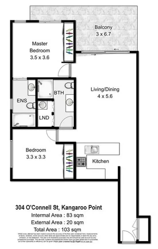 Floorplan of Homely apartment listing, 304/85 O'Connell Street, Kangaroo Point QLD 4169