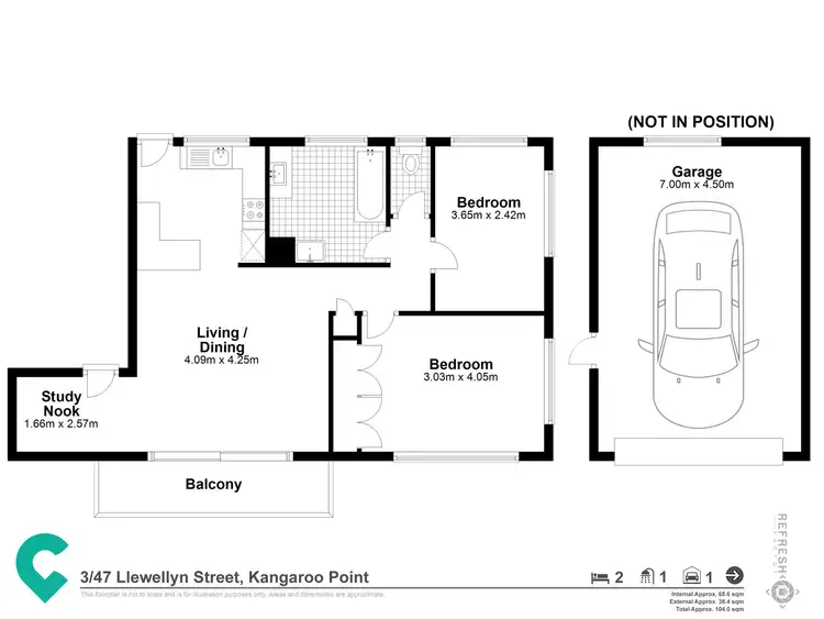 Floorplan of Homely unit listing, 3/47 Llewellyn Street, Kangaroo Point QLD 4169