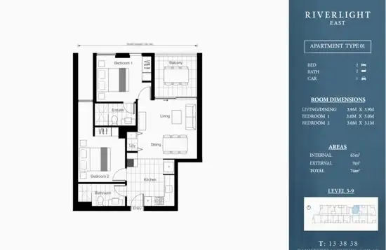 Floorplan of Homely apartment listing, 10901/320 MacArthur Avenue, Hamilton QLD 4007