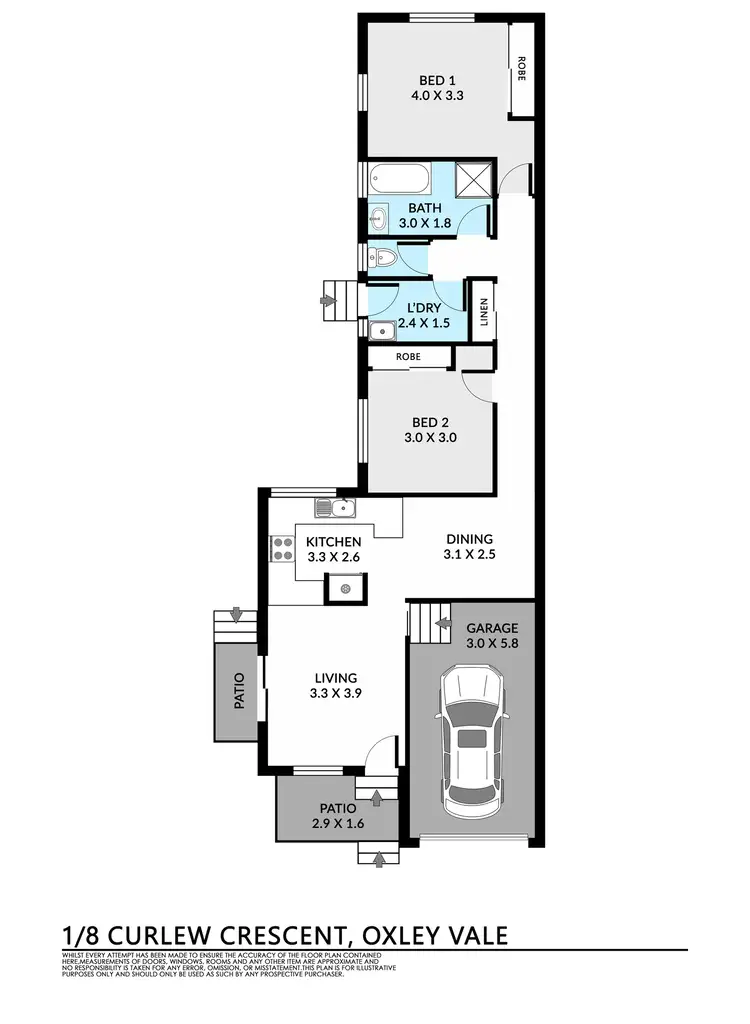 Floorplan of Homely unit listing, 1/8 Curlew Crescent, Tamworth NSW 2340