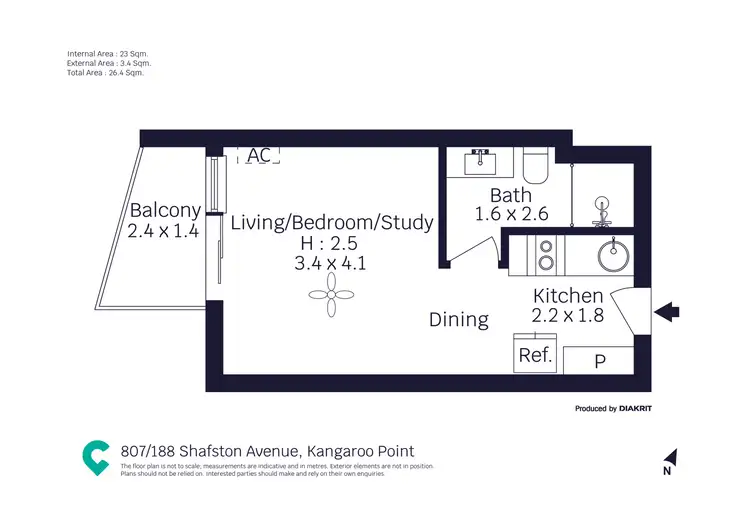 Floorplan of Homely unit listing, 807/188 Shafston Avenue, Kangaroo Point QLD 4169