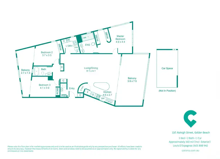 Floorplan of Homely unit listing, 13/1 Raleigh Street, Golden Beach QLD 4551