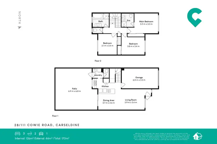 Floorplan of Homely townhouse listing, 28/111 Cowie Road, Carseldine QLD 4034